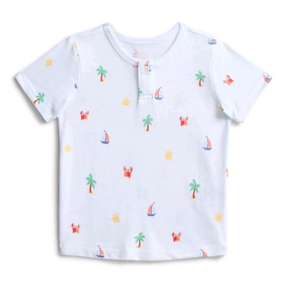 Wonder Nation Baby Boys Henley T-shirt size 3-6 months white shirt NEW with tags